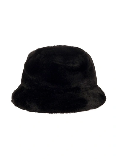 Shop Stand Studio Vera' Black Hat With Low Brim In Faux Fur Woman