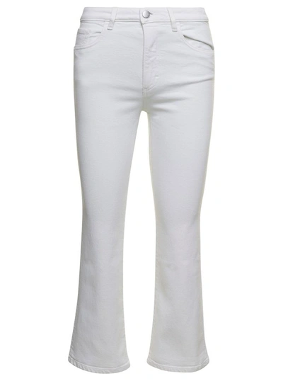 Shop Icon Denim Pam' White Five-pockets Flared Jeans In Cotton Blend Denim