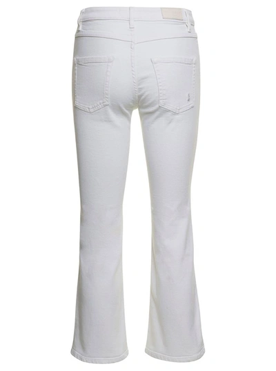 Shop Icon Denim Pam' White Five-pockets Flared Jeans In Cotton Blend Denim