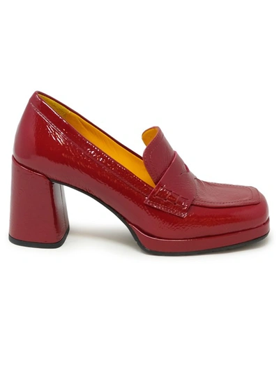 Shop Mara Bini Red Leather Loafer In Burgundy