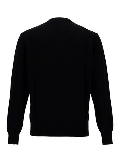 Shop Vivienne Westwood Black Crewneck Sweater With Orb Embroidery In Cotton And Cashmere