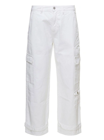 Shop Icon Denim Miki' White Jeans With Patch And Welt Pockets In Cotton Denim