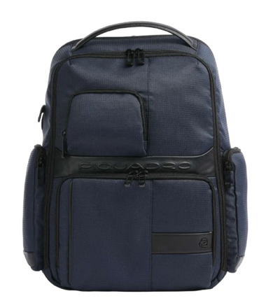 Shop Piquadro Dark Blue Recycled Polyester 15" Laptop Backpack In Black