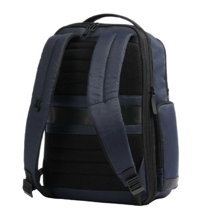 Shop Piquadro Dark Blue Recycled Polyester 15" Laptop Backpack In Black