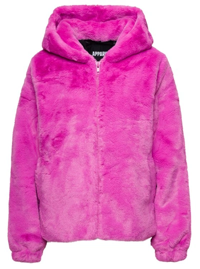 Shop Apparis Luz' Jacket With Hood And Zip Closure In Pink Eco-fur