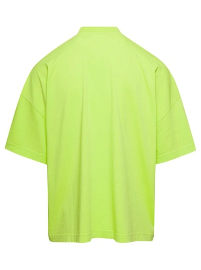 Shop Bonsai Oversized Acid Green T-shirt With Logo Print In Cotton