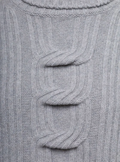 Shop Stella Mccartney Grey Cable Knit Sleeveless Sweater In Cashmere And Wool
