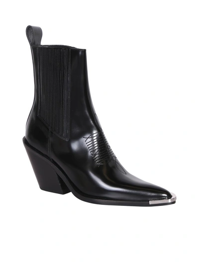 Shop Rabanne Black Cowboy-inspired Ankle Boots