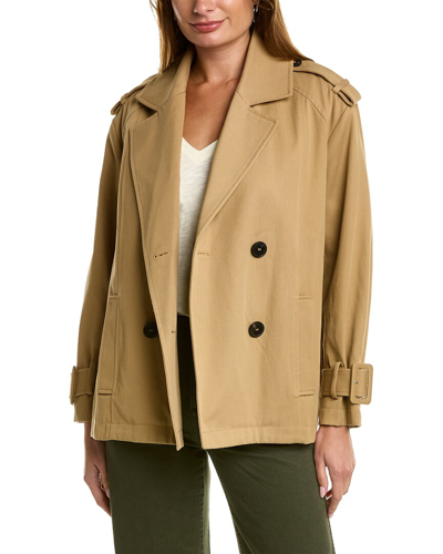 Shop Ba&sh Double-breasted Short Trench Coat In Beige