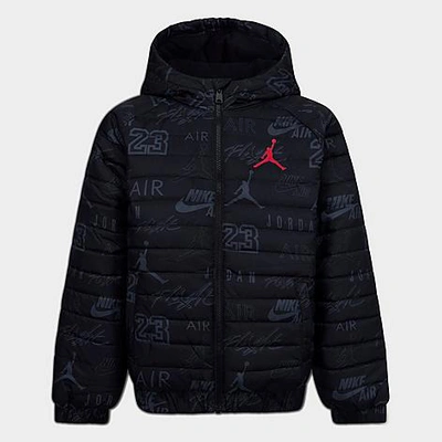 Shop Nike Jordan Kids' Jordan Allover Print Tonal Puffer Jacket In Black