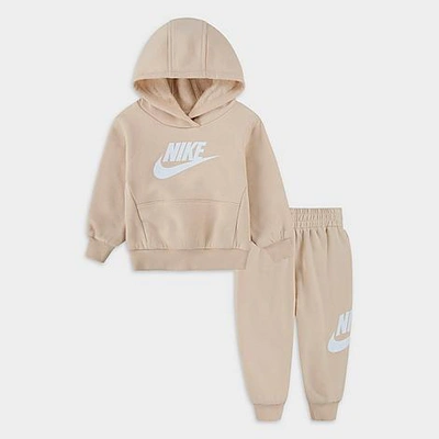 Shop Nike Infant Club Fleece Hoodie And Jogger Pants Set In Sanddrift