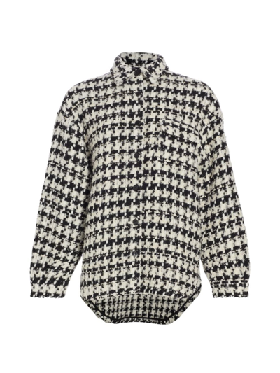 Shop Anine Bing Women's Simon Houndstooth Shirt Jacket In Black And White