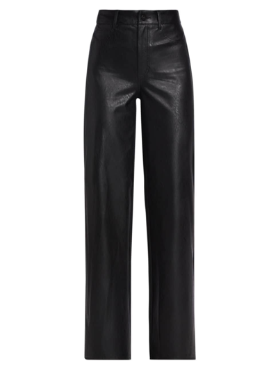 Shop Paige Women's Sasha Faux Leather Wide-leg Pants In Black