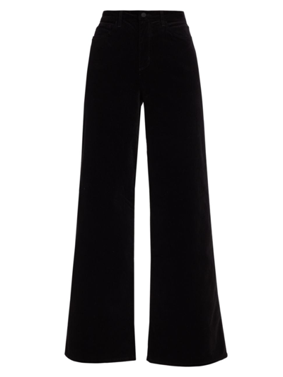 Shop L Agence Women's Maghra Velvet High-rise Wide-leg Pants In Noir