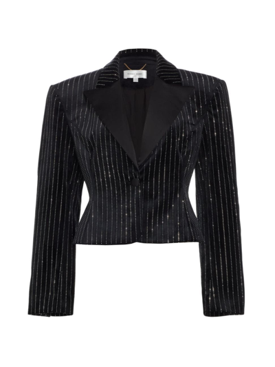 Shop Ronny Kobo Women's Branda Velvet & Crystal Jacket In Jet Black Silver