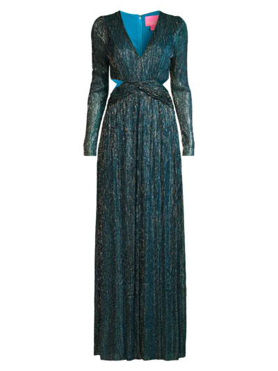 Shop Lilly Pulitzer Women's Latrice Plissé Metallic Maxi Dress In Blue Rhapsody