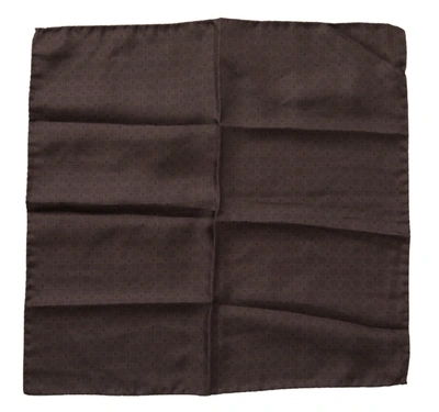 Shop Dolce & Gabbana Brown Patterned Silk Square Handkerchief Scarf