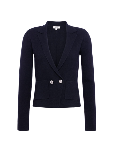 Shop L Agence Women's Sofia Knit Double-breasted Blazer In Black Crystal
