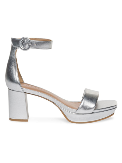 Shop Bernardo Women's Carla Leather Platform Sandals In Silver