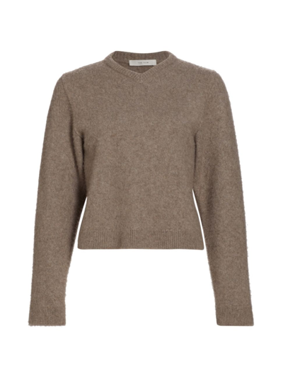Shop The Row Women's Enrica Cashmere V-neck Sweater In Dirt Brown