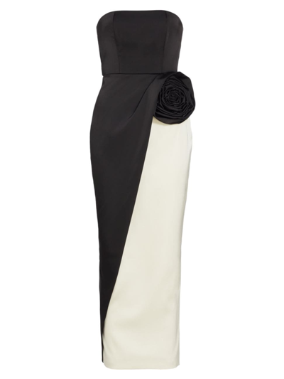 Shop Ronny Kobo Women's Pradova Two-tone Strapless Midi-dress In Jet Black Pearl