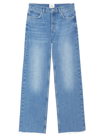 Anine Bing Hugh Logo Patch Wide-leg Jeans In Blue