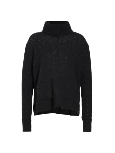 Shop Free People Women's Tommy Cotton Knit Turtleneck Sweater In Black