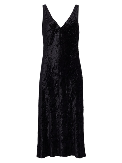 Shop Vince Women's Textured Slip Midi-dress In Black