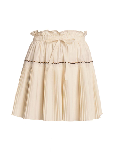 Shop Ulla Johnson Women's Erika Pleated Miniskirt In Ivory