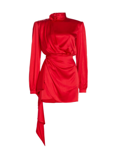 Shop Ronny Kobo Women's Rocky Satin Silk-blend Minidress In Crimson