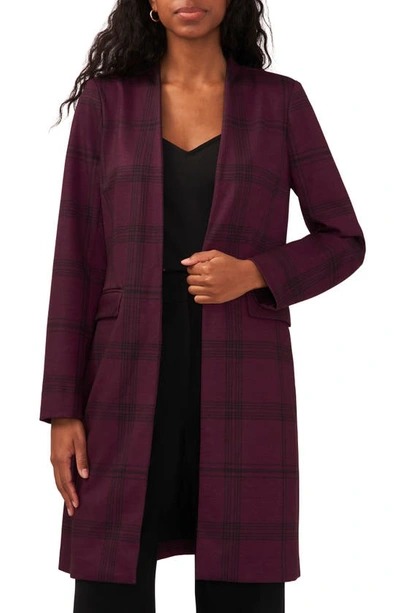 Halogen Windowpane Plaid Topper Coat In Grape Wine