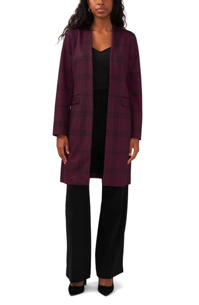 Halogen Windowpane Plaid Topper Coat In Grape Wine