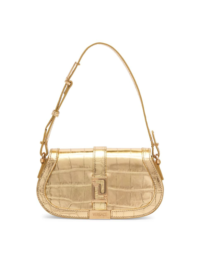 Shop Versace Women's Greca Mini Bag In Gold