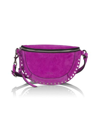 Shop Isabel Marant Women's Skano Studded Suede Belt Bag In Purple