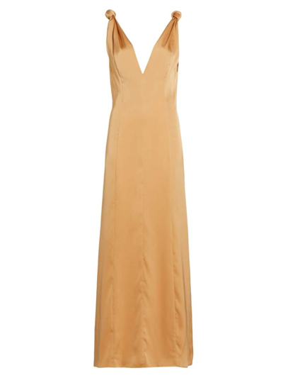 Shop Derek Lam 10 Crosby Women's Naiomy Knotted Satin Maxi Dress In Fawn