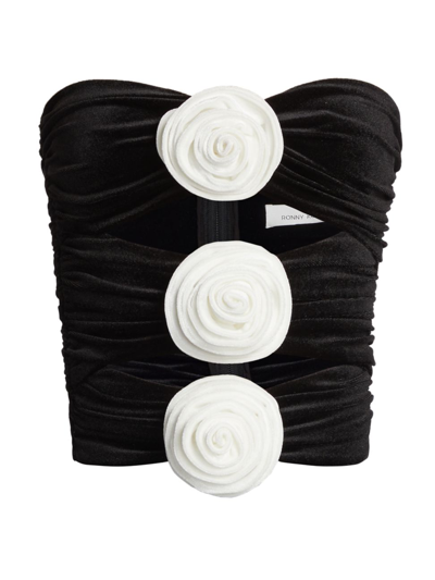 Shop Ronny Kobo Women's Gatsby Strapless Top In White Rosettes