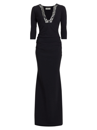 Shop Chiara Boni La Petite Robe Women's Levente Embellished V-neck Gown In Black