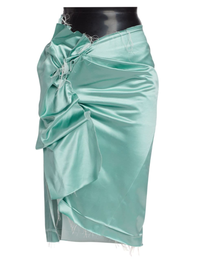 Shop Maison Margiela Women's Duchesse Satin Gathered Midi-skirt In Teal