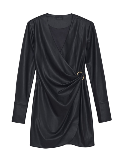 Shop Anine Bing Women's Joey Draped Satin Minidress In Black