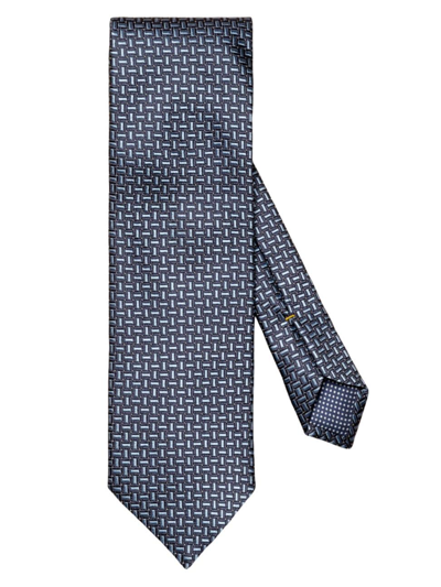 Shop Eton Men's Geometric Silk Tie In Navy