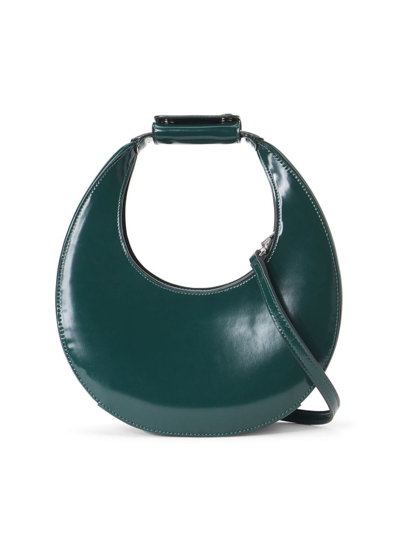 Shop Staud Women's Mini Moon Leather Shoulder Bag In Pine