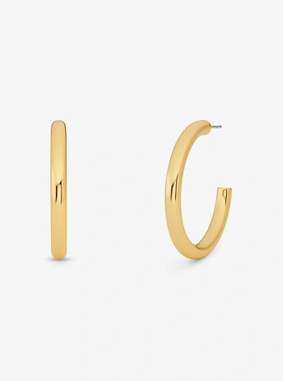 Shop Michael Kors Precious Metal-plated Brass Small Hoop Earrings In Gold
