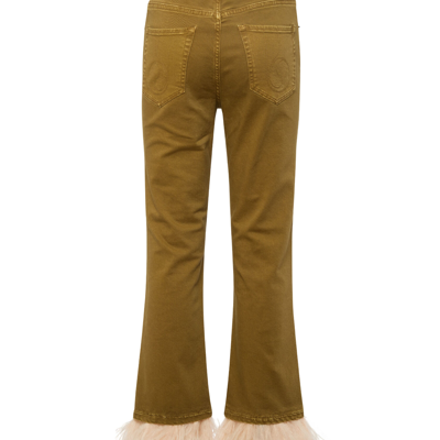 Shop La Doublej Fancy Crop Jeans In Khaki