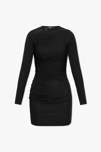 Shop Dsquared2 Black Long-sleeved Dress In New