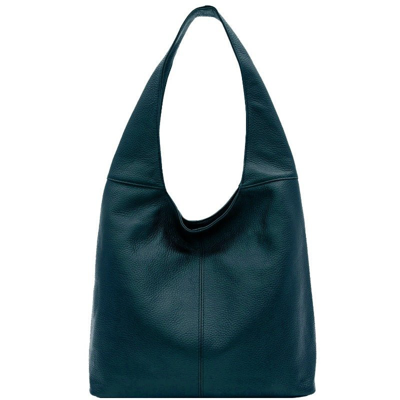 Shop Sostter Teal Soft Pebbled Leather Hobo Bag In Green