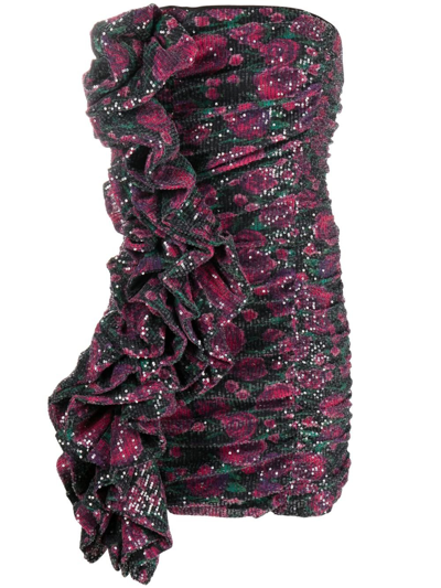 Shop Rotate Birger Christensen Purple Sequin-embellished Mini Dress - Women's - Spandex/elastane/recycled Polyester In Pink