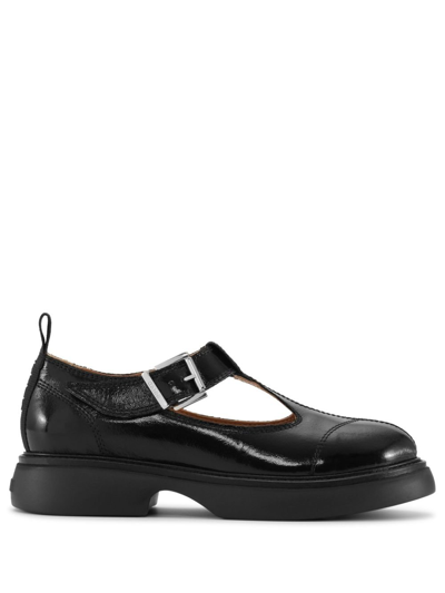 Shop Ganni Everyday Buckle Mary Jane Shoes - Women's - Polyester/recycled Polyester/rubber In Black