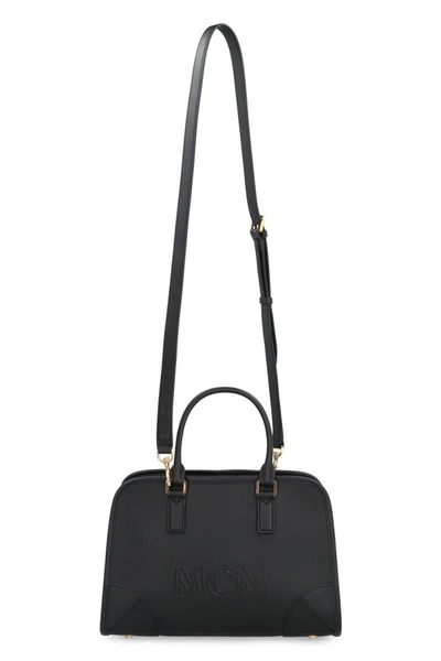 Shop Mcm Aren Boston Leather Handbag In Black