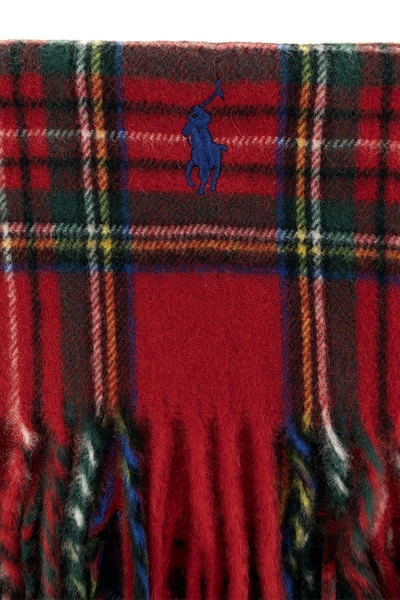 Shop Polo Ralph Lauren Cashmere Tartan Scarf In Red