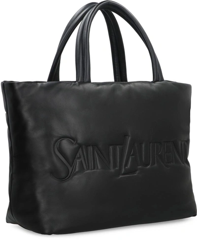 Shop Saint Laurent Leather Tote In Black